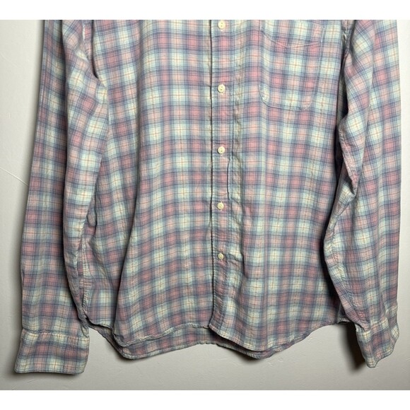 Faherty Blue Pink White Plaid Long Sleeve Cotton Men's Shirt Size XXL - Picture 3 of 14